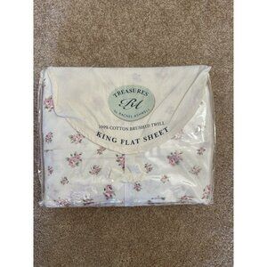 NEW Rachel Ashwell Treasures Shabby Chic Rosebud Cotton King Flat Sheet NWT NIP